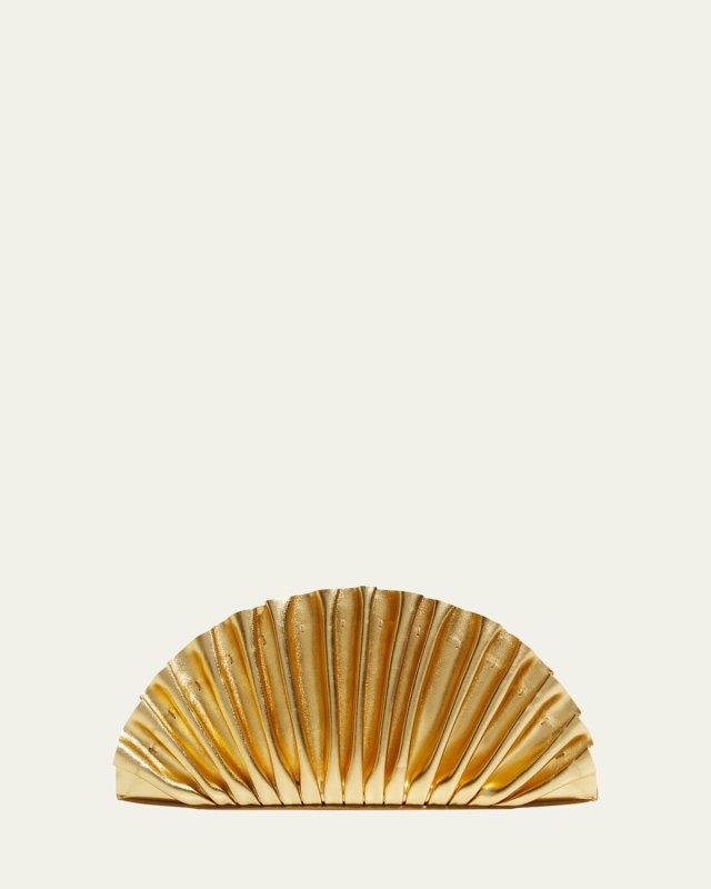 Nala Mini Pleated Metallic Clutch Bag